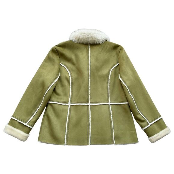 🔃Novelti Adorable Junior Green Faux Suede Faux Fur Jacket - Picture 5 of 15